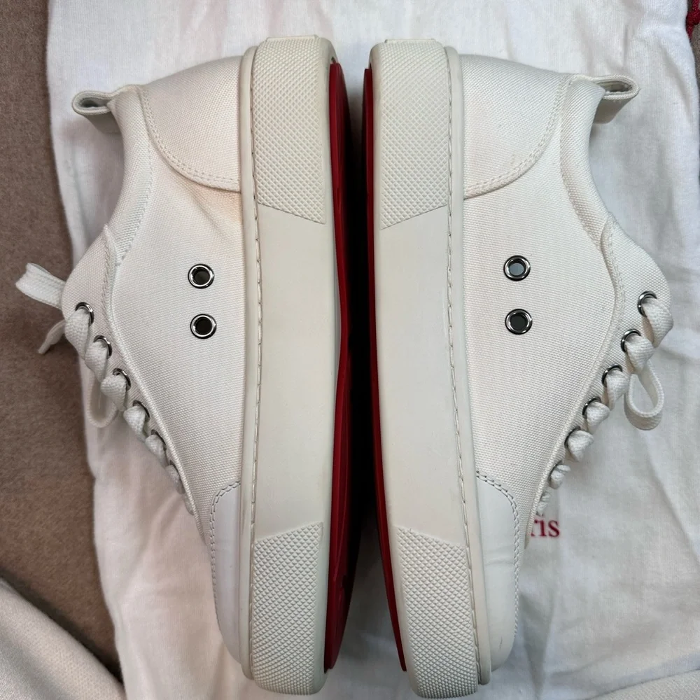 Christian Louboutin Ivory Sneakers with Red Accents